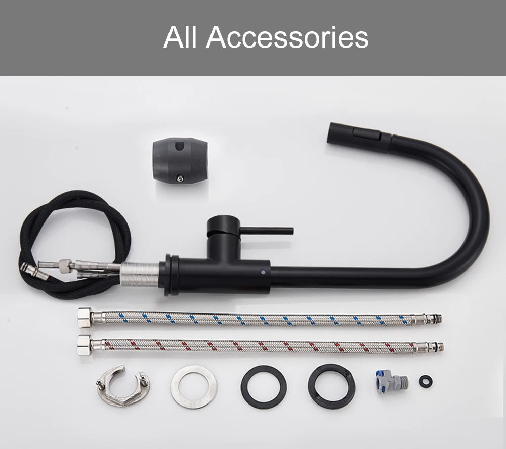 Black Kitchen Faucet Hot and Cold Water Taps Deck Mounted