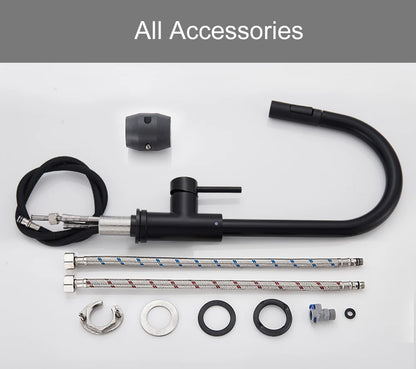 Black Kitchen Faucet Hot and Cold Water Taps Deck Mounted