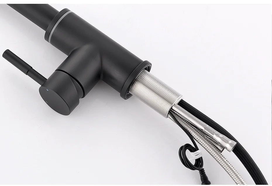 Brushed Nickel Kitchen Faucet Single Hole LED Style