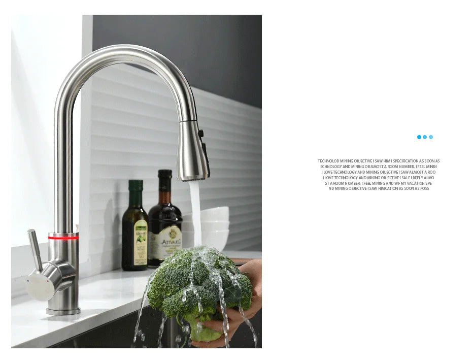 Brushed Nickel Kitchen Faucet Single Hole LED Style