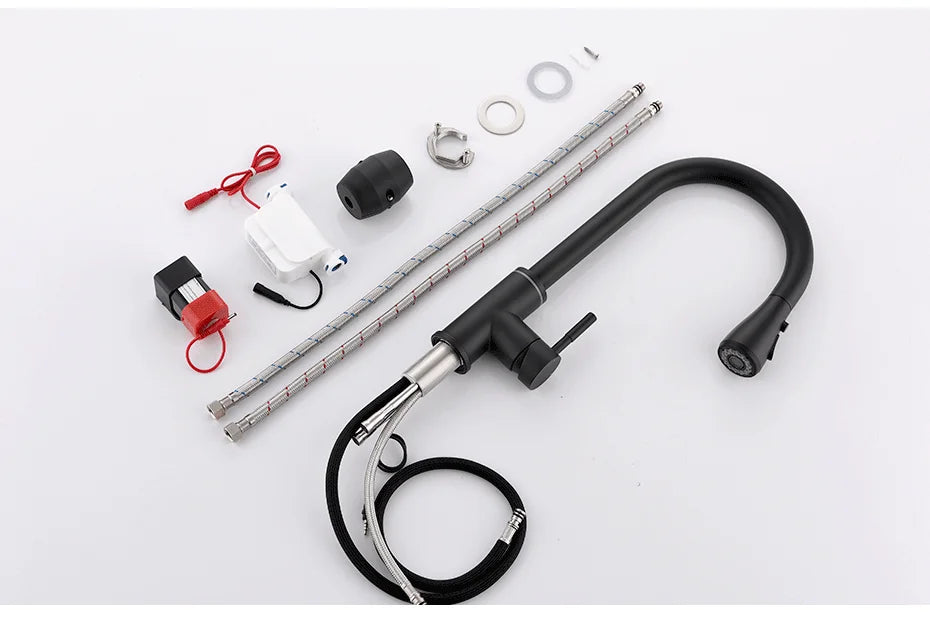 Brushed Nickel Kitchen Faucet Single Hole LED Style