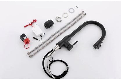 Brushed Nickel Kitchen Faucet Single Hole LED Style