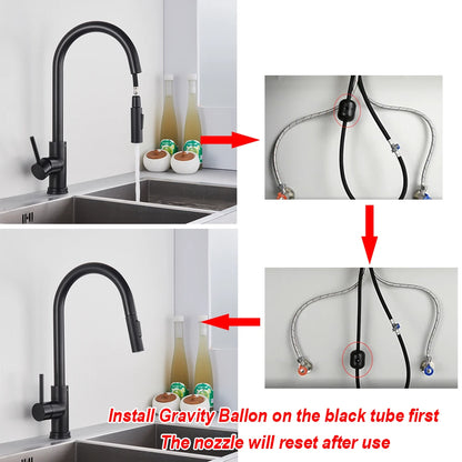 Black Kitchen Faucet Hot and Cold Water Taps Deck Mounted