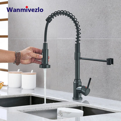 Chrome Spring Pull Down Kitchen Faucet