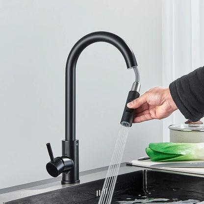 Black Kitchen Faucet Hot and Cold Water Taps Deck Mounted