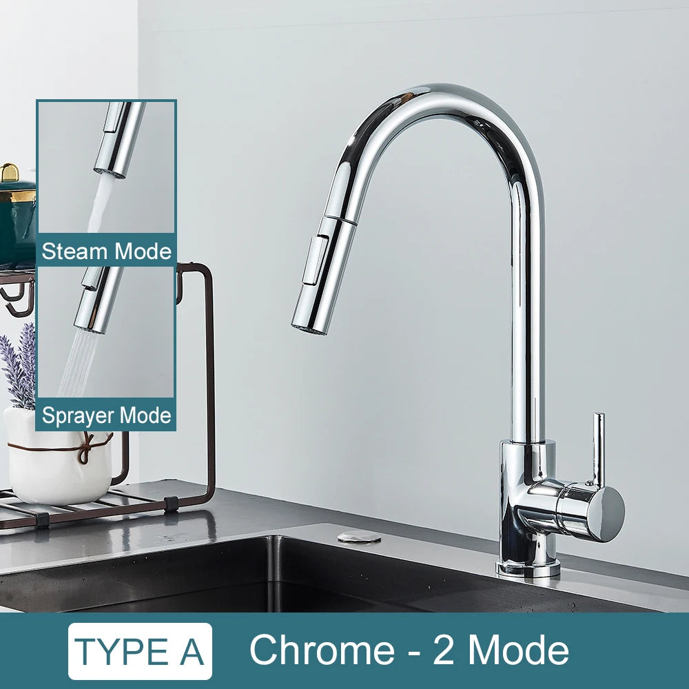 Black Kitchen Faucet Hot and Cold Water Taps Deck Mounted