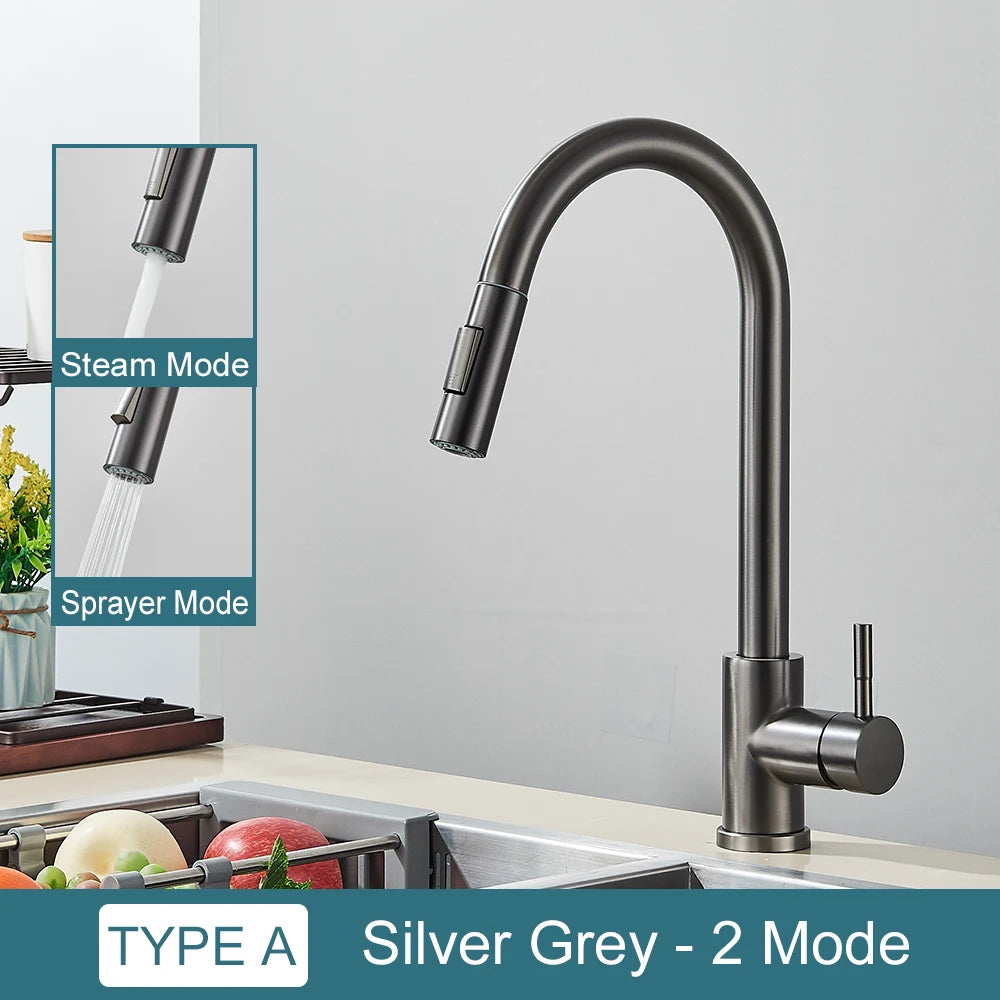 Black Kitchen Faucet Hot and Cold Water Taps Deck Mounted
