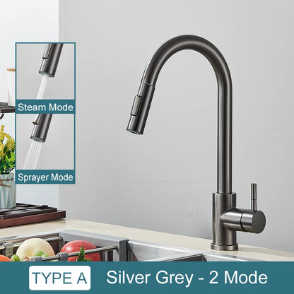 Black Kitchen Faucet Hot and Cold Water Taps Deck Mounted