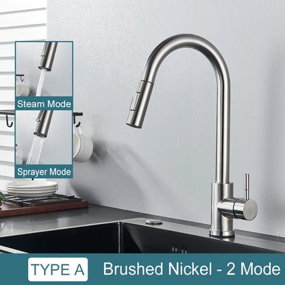 Black Kitchen Faucet Hot and Cold Water Taps Deck Mounted
