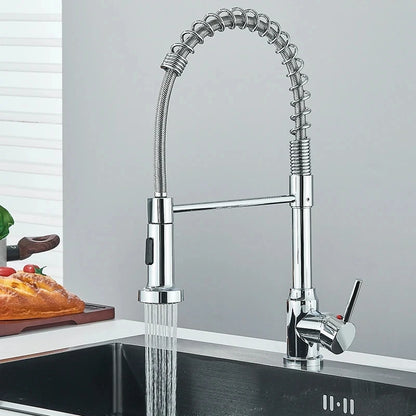 Chrome Spring Pull Down Kitchen Faucet