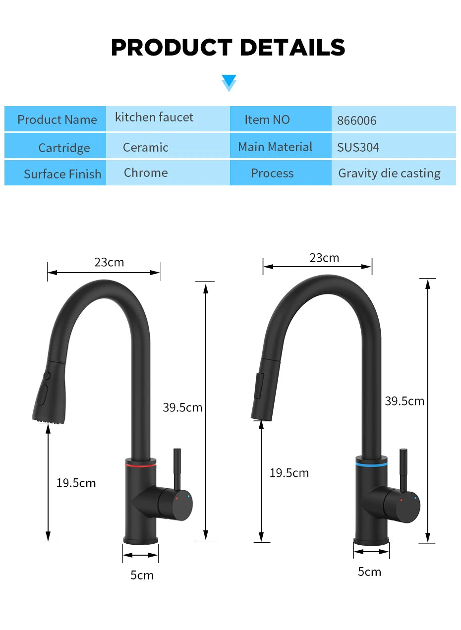 Brushed Nickel Kitchen Faucet Single Hole LED Style