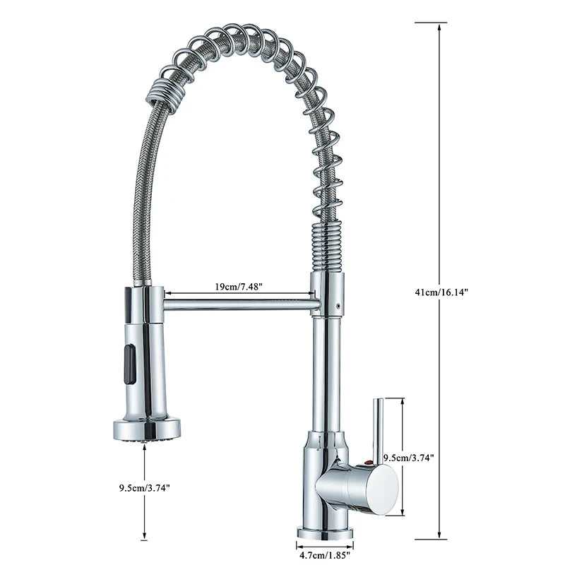 Chrome Spring Pull Down Kitchen Faucet