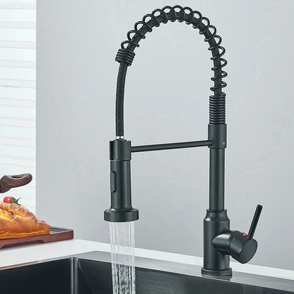 Chrome Spring Pull Down Kitchen Faucet