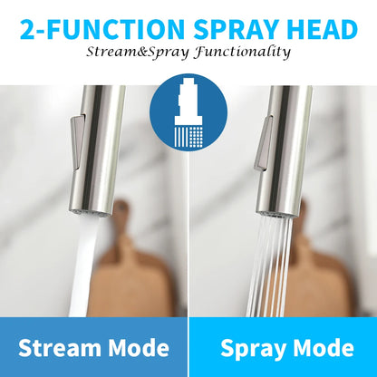 Brushed Nickel Kitchen Faucet Single Hole LED Style