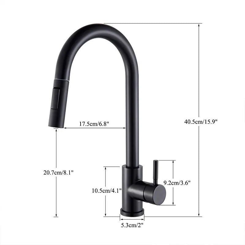 Black Kitchen Faucet Hot and Cold Water Taps Deck Mounted