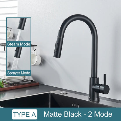 Black Kitchen Faucet Hot and Cold Water Taps Deck Mounted