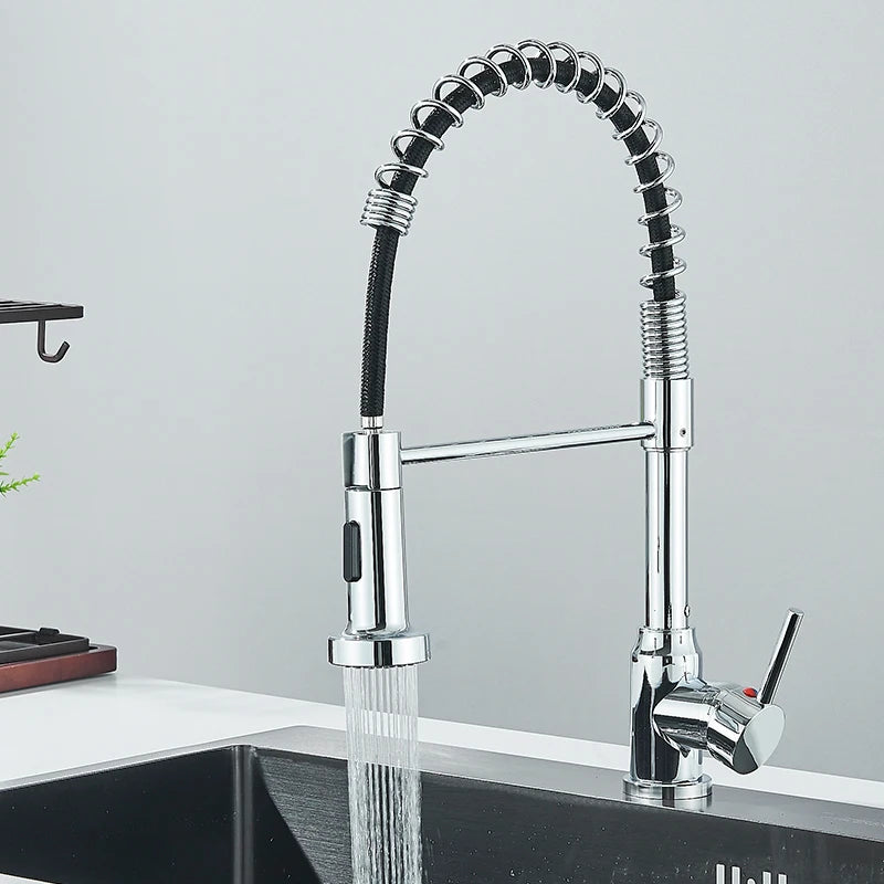 Chrome Spring Pull Down Kitchen Faucet