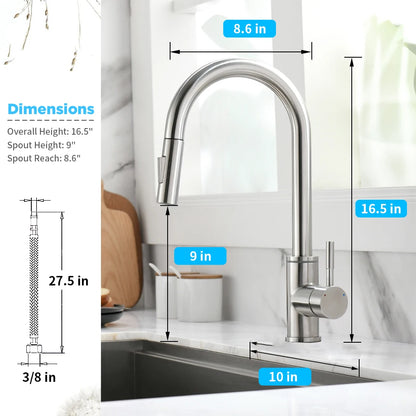 Brushed Nickel Kitchen Faucet Single Hole LED Style